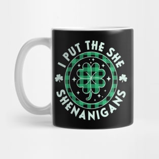 I Put The She In Shenanigans Women St Patricks Day Plaid Mug